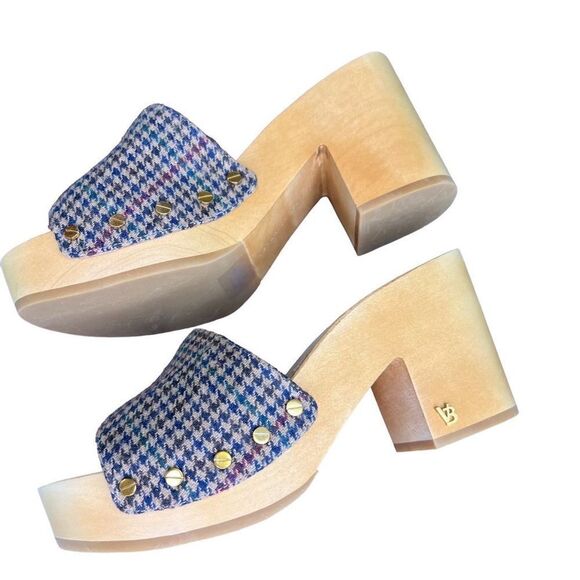 Veronica Beard Hannalee Hazelwood Houndstooth Wooden Clog NWB Size 6 1/2 - Picture 3 of 10